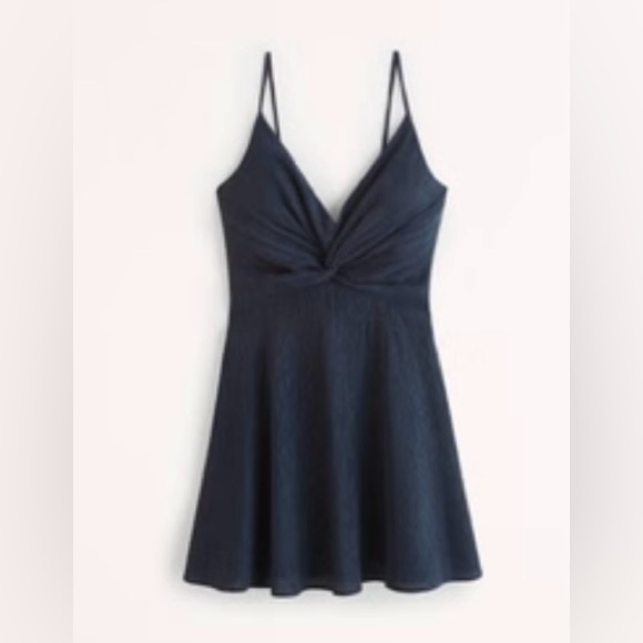 Abercrombie Crinkle Textured Twist-Front Mini Dress - Picture 1 of 2